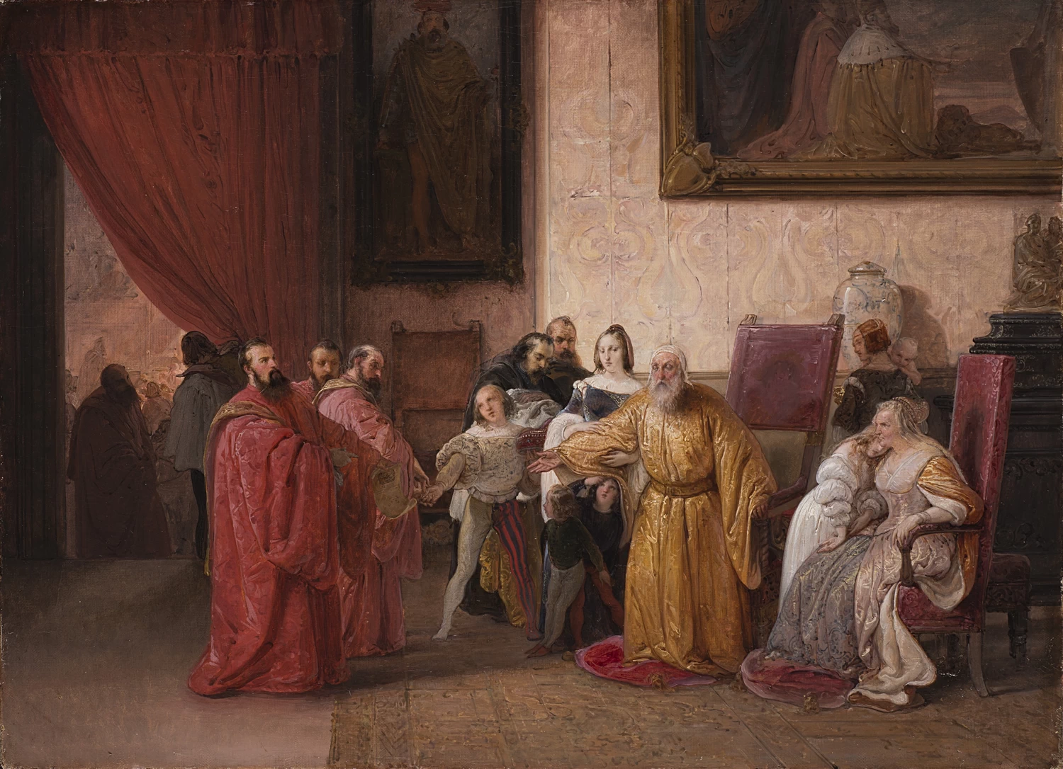 Il Doge Francesco Foscari obbligato dai tre capi del Consiglio de' Dieci a rinunciare al Dogaton 1838